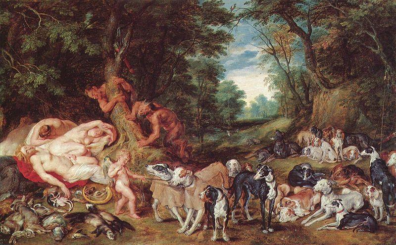 Peter Paul Rubens Nymphen Satyrn und Hunde oil painting picture